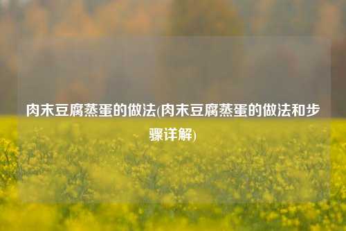 肉末豆腐蒸蛋的做法(肉末豆腐蒸蛋的做法和步骤详解)